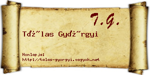 Tálas Györgyi névjegykártya