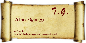 Tálas Györgyi névjegykártya